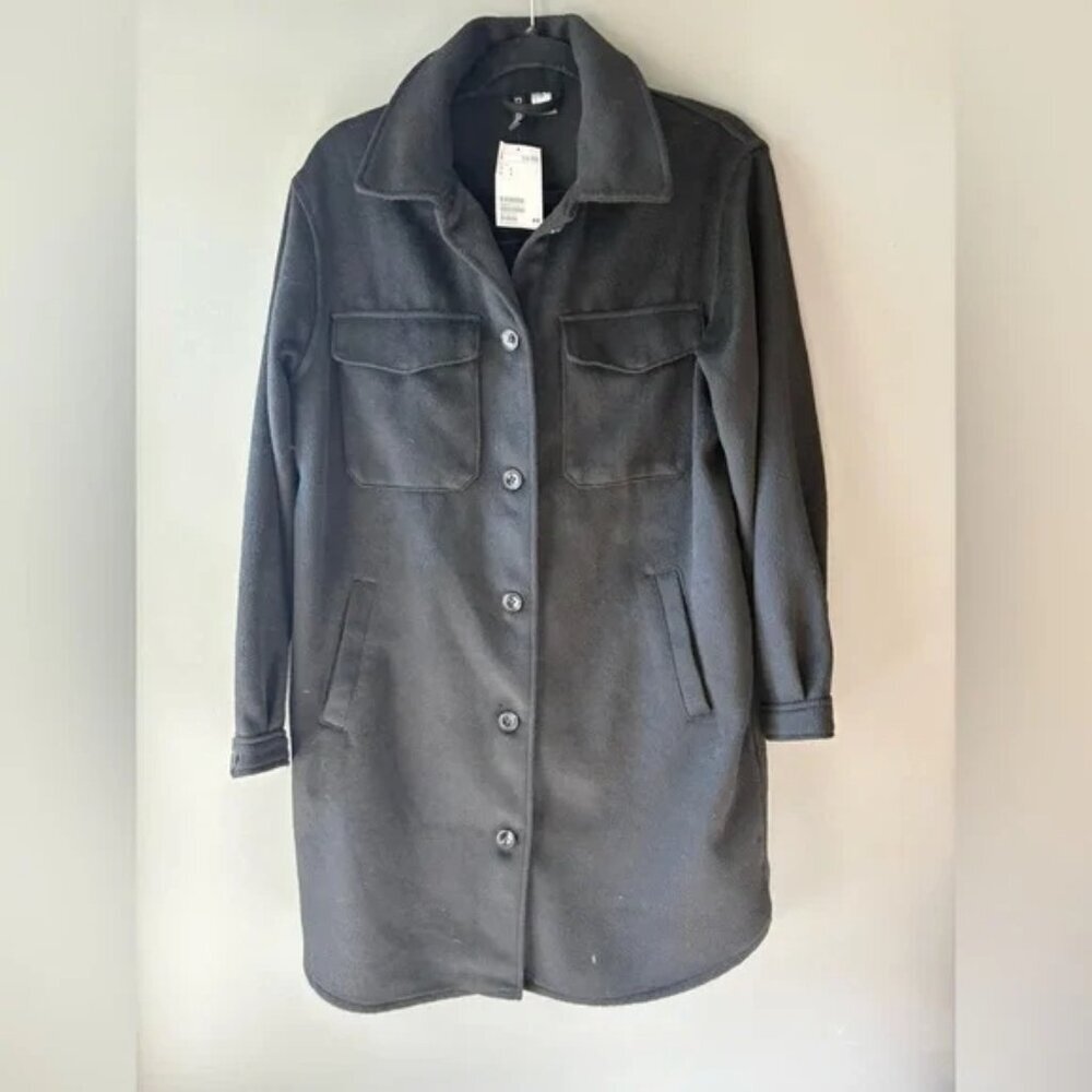 NWT H&M size small Women's Black Longline Shirt/Jacket, button up - Picture 8 of 8
